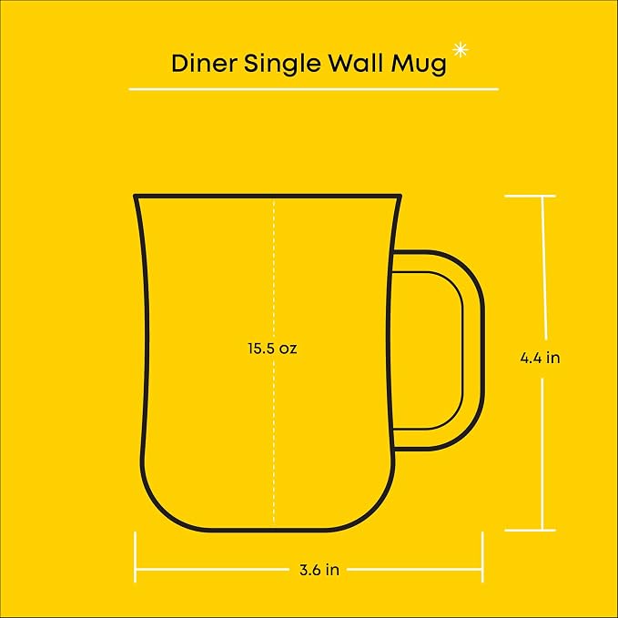 JoyJolt Glass Coffee Cups - 15.5oz Diner Coffee Mug Set of 4. Clear Coffee Mugs, Cappuccino & Latte Glasses