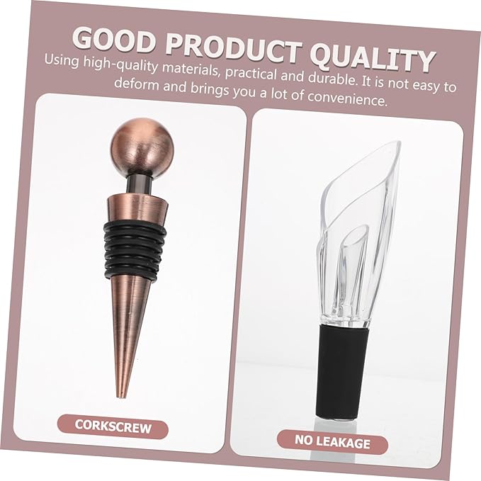 KICHOUSE 6pcs Wine Opener Set Corkscrew Vacuum Wine Stopper Decanter Pourer Stylish Accessories Easy to Use