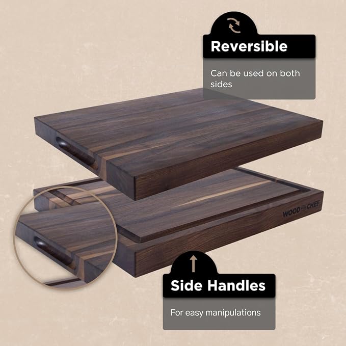 Large Cutting Board from American Walnut - A Butcher Block with Juice Groove for Easy Cutting of Meat and Juicy Veggies - Walnut Chopping Board - 20x16x1.5 inches
