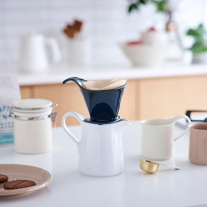 Zero Japan - Bee House Pour Over Coffee Dripper - Lead-Free & Cadmium-Free Ceramic Coffee Maker with Elegant Peek Hole, Drip Cone Brewer Coffee Gifts, Brewing Accessories - Jeans Blue, Standard Size
