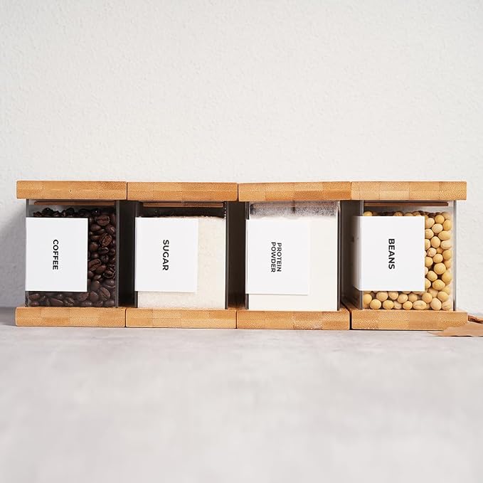 APT 1101 Bamboo Food Dispenser | Kitchen Organizers and Storage | Airtight Pantry Organizers and Storage Container | Cereal, Rice, Flour, Snack Storage (2, Small)