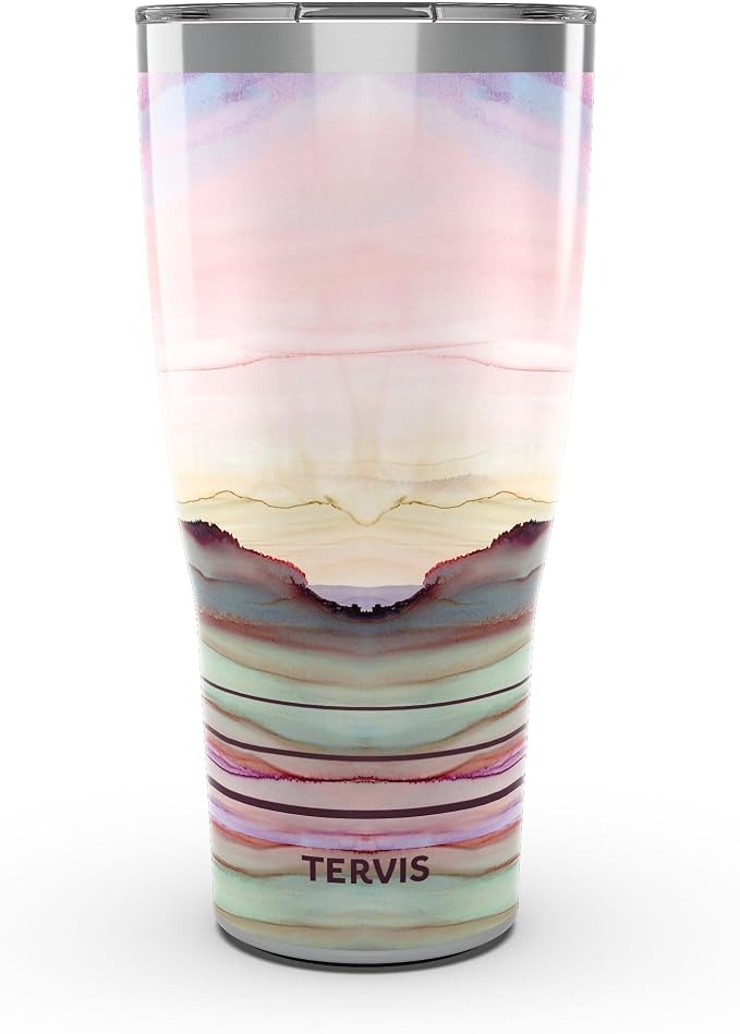Tervis Traveler® Stainless Steel 30oz Traveler™ with Slider Lid | Inkreel - Sunrise Kaleidoscope | Double-Wall Vacuum Insulated Travel Cup, Keeps Drinks Hot or Cold