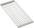 Silicone Non-Slip Dish Drying Rack, Drain Board Over the Kitchen Sink, Roll-Up Dish Rack Drainer, Rust-Resistant Drain Board(Grey,12 Long rods)