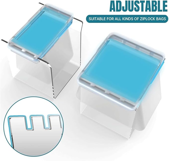 Filling Freezer Bag Stand, Adjustable Acrylic Ziplock Bag Holder for Kitchen Organization, Food Storage Bag Stand with Sturdy Design for Gallon and Quart Bags