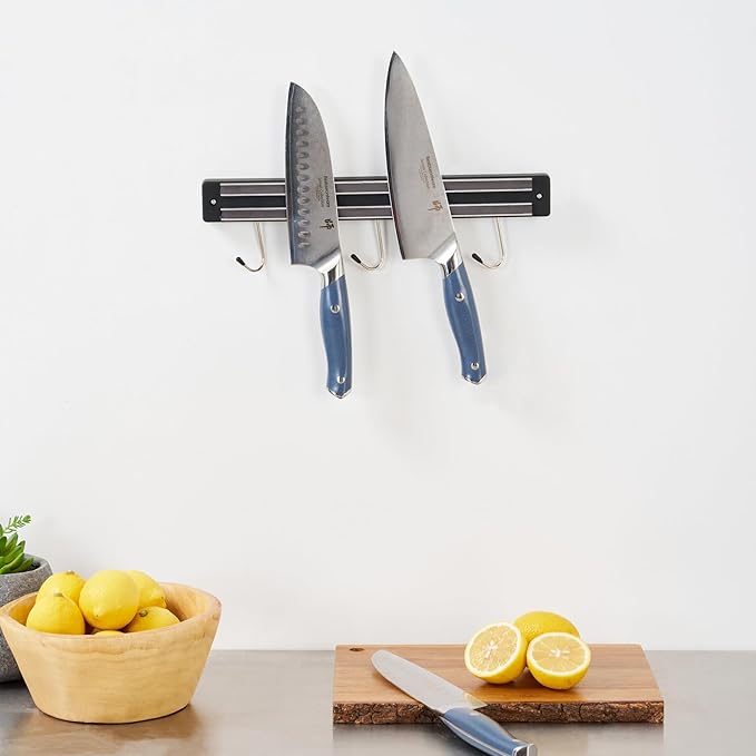 Restaurantware Met Lux 13 Inch Magnetic Knife Holder For Wall 1 Powerful Knife Magnetic Strip - Space-Saving Organizer Securely Hang Kitchen Utensils or Tools Black Plastic Knife Hanger