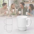 Stackable Porcelain Coffee Mug Set of 4 – 16oz Large Handle, Space-Saving Ceramic Mugs for Kitchen & Coffee Bar, Microwave & Dishwasher Safe • Modern Home Gift