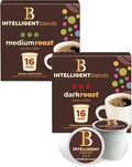 Intelligent Blends Dark Roast & Medium Roast Coffee Pods Variety Pack, 32 ct, Single Serve Pods – 100% Arabica Coffee, Compatible with Keurig K Cups Maker