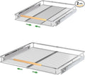 Expandable Pull Out Drawer Cabinet Organizers, Heavy Duty Slide Out Storage Shelf for Home Kitchen Pantry Cupboard Pots Pans, Adjustable Width from 16.2" to 26.2", Stainless 2 Packs