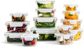 Glasslock Transparent 28 Piece Small Oven and Microwave Safe Glass Food Storage Containers Set for Small Snack and Meals with Removable Lids, Clear