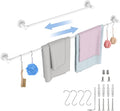 Adjustable Single Bath Towel Bar 23.6 to 42 Inch, ZUEXT Oil Rubbed White Stainless Steel Towel Holder Hanger,Expandable Wall Mounted Towel Rail for Bathroom Kitchen Washroom,1" Tube Towel Rail Racks
