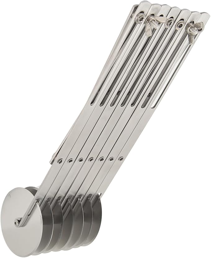 7 Wheel Pastry Cutter Roller Stainless Pizza Slicer, Expandable Pizza Slicer Multi-round Pastry Knife Baking Cutter Roller Pasta Cutter Wheel Cookie Dough Cutter Divider