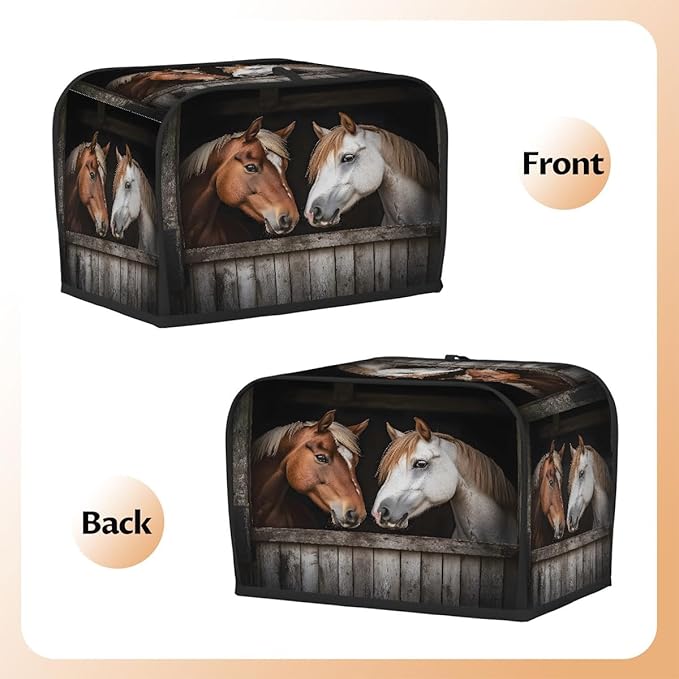 Brown White Horse Toaster Cover 2 Slice Dust and Fingerprint Protection Toaster Bread Maker Covers Washable Kitchen Small Appliance Covers for Kitchen Accessories Decor Bakeware Women Gift