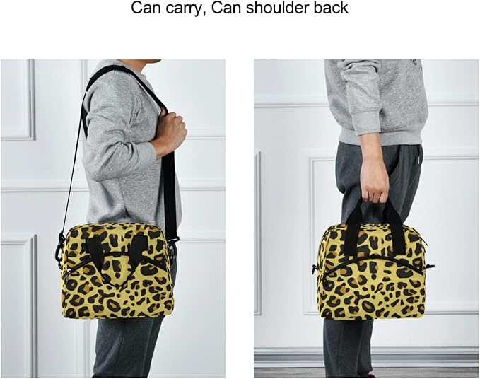 Cheetah Pattern Design Insulated Lunch Bag Reusable Lunch Tote Bag Cooler Bag for Women Men Adult Lunch Box with Adjustable Shoulder Strap Leakproof Lunch Bag for Work School Picnic Camping