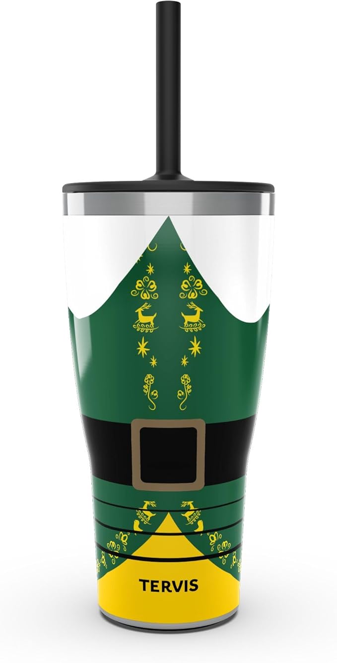 Tervis Traveler Elf - Buddy Suit Triple Walled Insulated Tumbler Travel Cup Keeps Drinks Cold & Hot, 30oz with Straw Lid, Stainless Steel