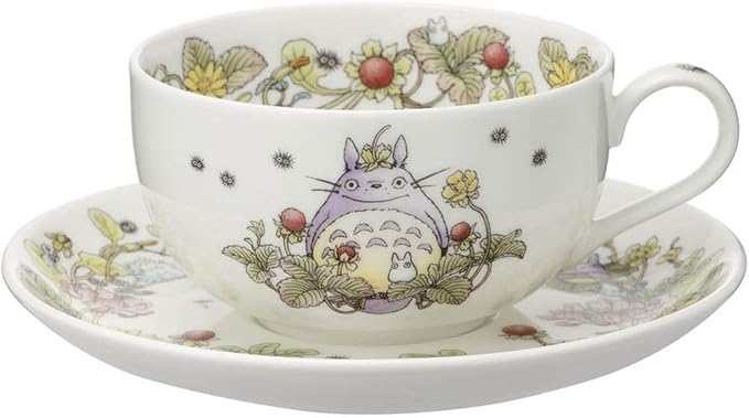 Noritake T97285A/4660-3 My Neighbor Totoro Milk Tea Cup & Saucer, 11.8 fl oz (325 cc), Snake Strawberry Version, Microwave Safe, 1 Guest, Bone China