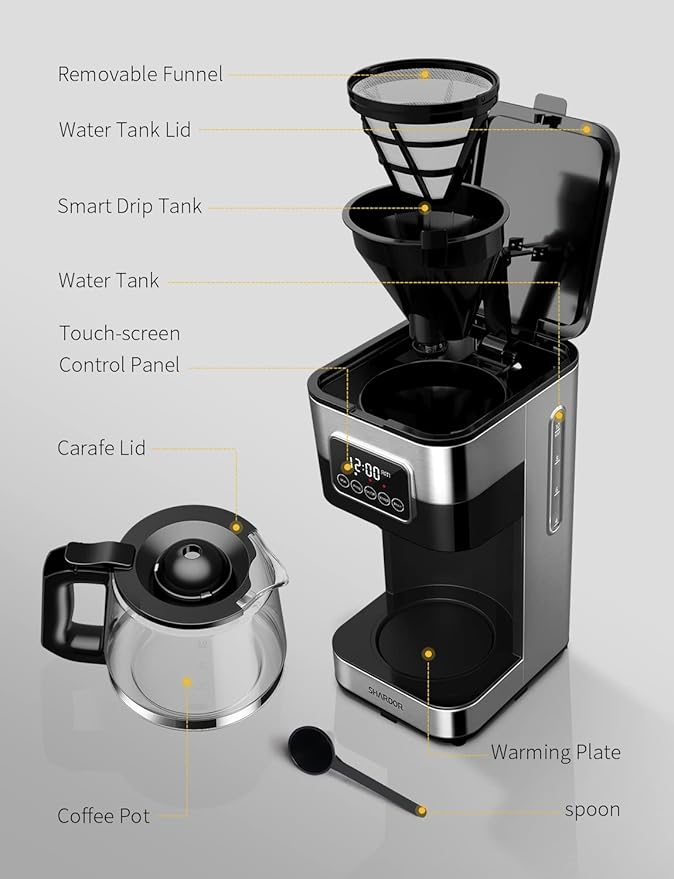 SHARDOR Electric Burr Coffee Grinder Bundle with 10-Cup Programmable Coffee Maker