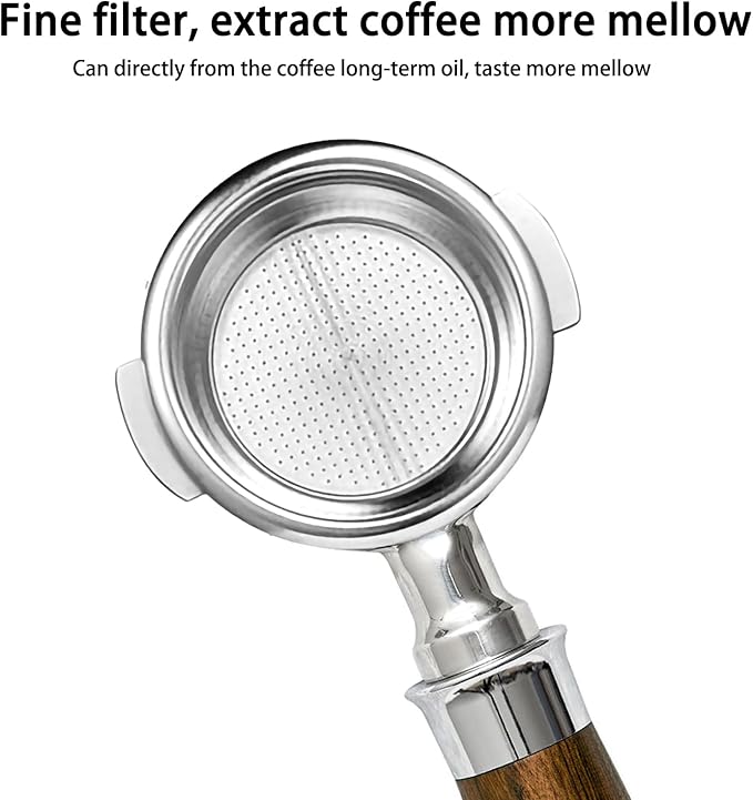 51mm 2-Ear Bottomless Portafilter for DeLonghi ECP3420, EC155, EC260, BCO430 - Nakeds Portafilter with-Black rosewood Handle & Double Shot Filter Basket (NOT for Dedica EC685/EC785)