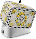 Summer Lemon Toaster Cover 2 Slice, Farmhouse Black Check Dustproof Bakeware Oven Protector with Top Hook, Plaid Vintage Waterproof Small Kitchen Appliance Toasters Dust Cover, 12"x7.5"x8"