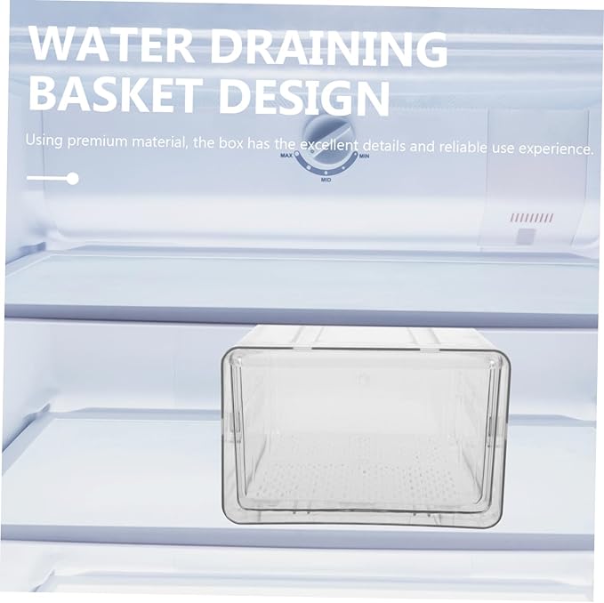 SOLUSTRE Refrigerator Organizer Bin with Drawer Clear Plastic Storage Box for Fruit Vegetables and Dairy Stackable Kitchen Storage for Organized Fridge Easy to Clean