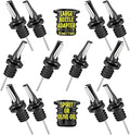 3-in-1 Liquor Pour spout with Built-in Fruit Fly Protection - Dishwasher Safe Hygienic Alcohol Speed Spouts - Also for Olive Oil, Juice, Syrup. Black 12 Pack with 2 Adapters for Large Neck Bottles