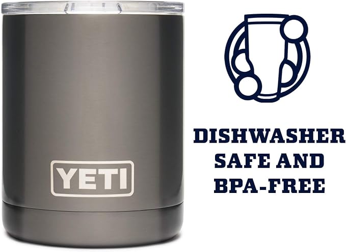 YETI Rambler 10 oz Lowball, Vacuum Insulated, Stainless Steel with Standard Lid