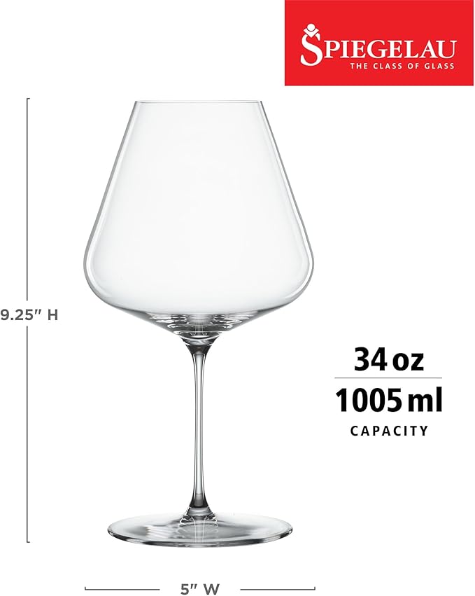 Spiegelau Definition Burgundy Wine Glasses Set of 2 – Large Bowl Red Wine Glasses for Pinot Noir & Burgundy – Lead-Free Crystal Stemware for Home Bar & Entertaining