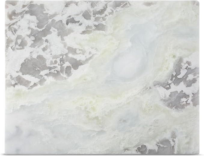 Koville Marble Cutting Board for Kitchen, 20x16 Inches Large Marble Slab Cheese Board, Rectangular Serving Board for Baking Charcuterie Pastry, Natural Stone Board for Countertop(Oyster White)