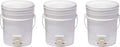 Little Giant 5 Gallon BKT5 Plastic Honey Extractor Bucket with Tight Fitting Lid and Honey Gate Tool for Beekeeping Harvesting, White (3 Pack)