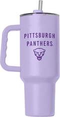 Logo Brands NCAA Pittsburgh Panthers Berry 40 oz Tumbler with Handle - Stylish Everyday Use Powder Coated-Stainless Steel with Straw- Keeps Cold For Hours