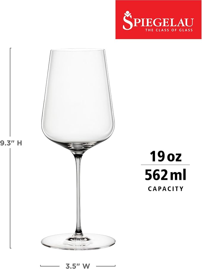 Spiegelau Definition Crystal Universal Wine Glasses for Red and White Wines, Durable Drinking Glasses for Housewarming, Birthday Party, Wedding Gifts, Home Bar, Elegant Glassware, 19 oz, Set of 2