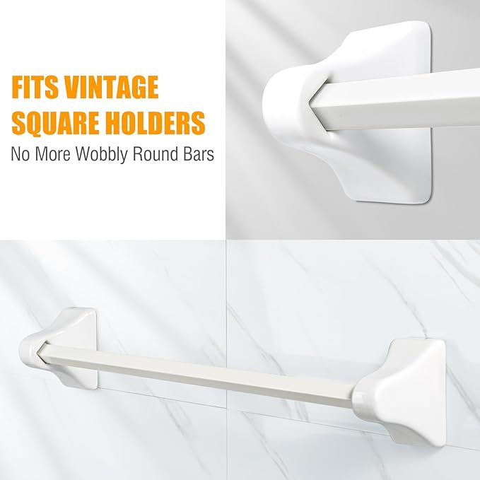24 Inch Replacement Towel Bar for Ceramic Holder - Cut to Fit Any Size, Spring Loaded Adjustable Plastic Towel Rod for Porcelain Holders, No Demolition Installation, Rental & Vintage Bathroom Friendly