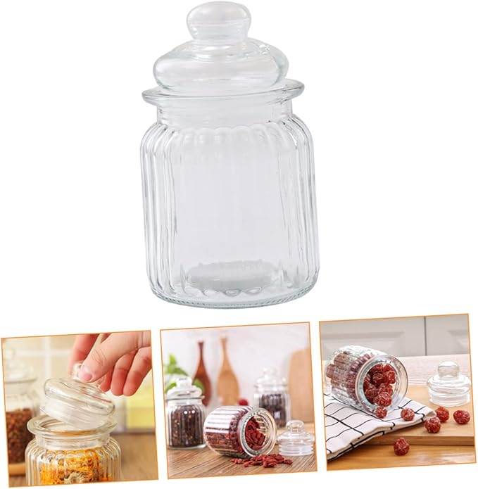 4pcs Storage Bins Lids Glass Storage Jars for Food Prep Containers Compact