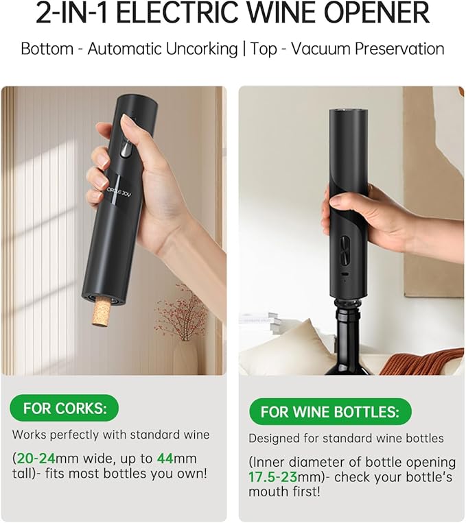 CIRCLE JOY Rechargeable Wine Opener Electric Wine Bottle Opener 7-in-1 Wine Gift Set with Electric Vacuum Pump, Charging Station, Foil Cutter, Wine Aerator Pourer and 2 Wine Stoppers