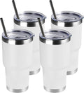 DOMICARE 30 oz Tumbler with Lid and Straw, Stainless Steel Tumblers Bulk, Insulated Vacuum Double Wall Travel Coffee Mug, Durable Powder Coated Tumbler Cups (White, 4)