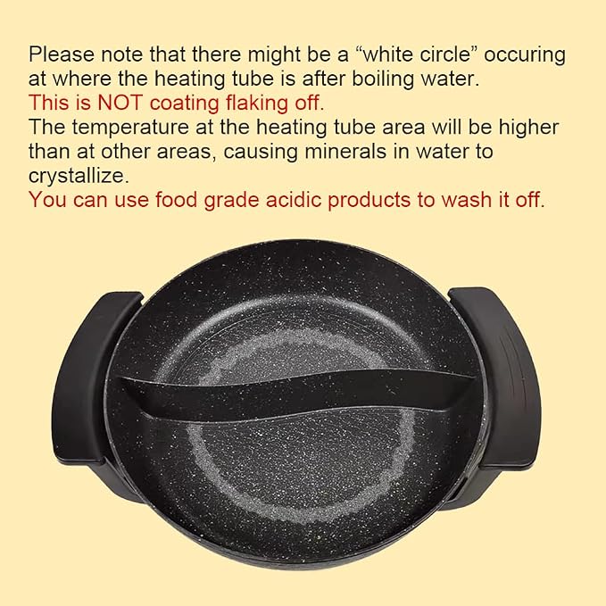 Food Party Electric Hot Pot 6L with Divider Hotpot Pot Electric Shabu Shabu Pot 110V 1200W PFOA FREE Non-Stick Chinese Hot Pot 5-Level Temperature Control