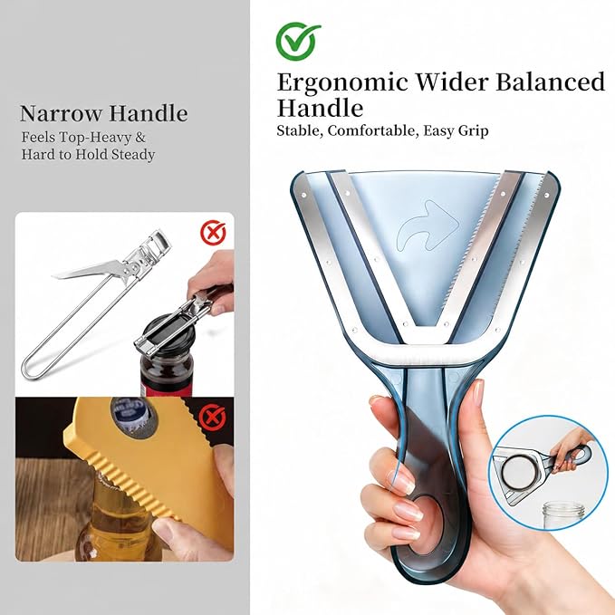 Jar Opener for Weak Hands & Seniors with Arthritis – Easy Twist-Off Lid & Bottle Opener – Ergonomic Non-Slip Handle, Unique Kitchen Gadget & Ideal Christmas Gift for Elderly, Women & Men (Gray)