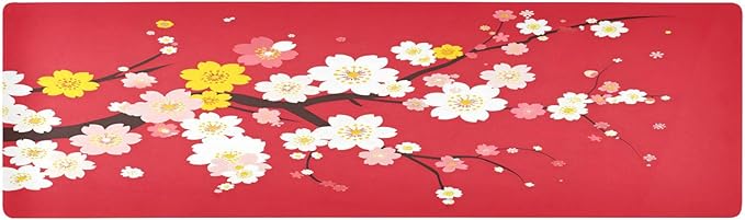 ALAZA Japaneses Sakura Tree Cherry Bloom Trivet Table Runner 40 Inches Long Trivet for Hot Pots and Pans/Hot Dishes,Table Protector Heat Up to 230F, Decorative Hot Plates Mat for Kitchen Countertop