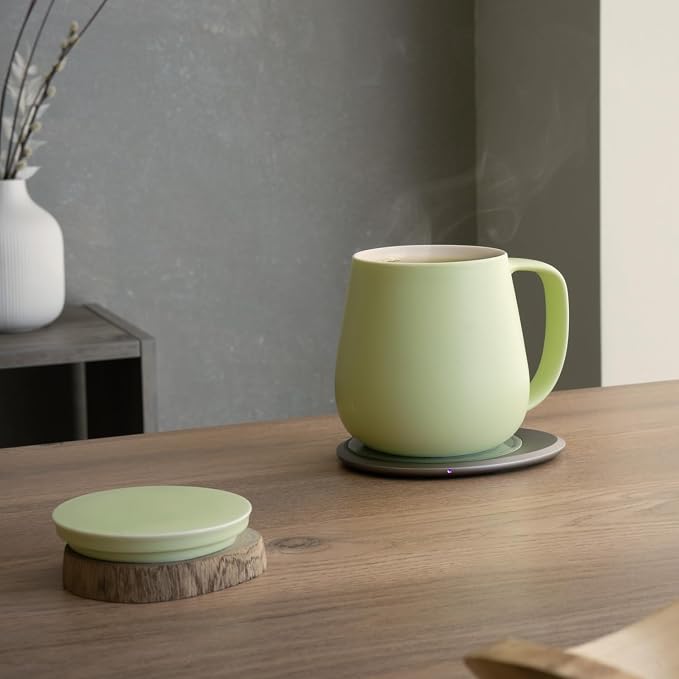 Ui+ Self-Heating Mug Set – Verde Green | 18 fl oz / 532 mL Ceramic Coffee & Tea Mug Set with Heating Pad