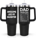 LHSCVUFASC Birthday Gifts for Dad from Daughter, Father's Day Christmas Gift for Dads Husband Men, Awesome Like My Daughter Cup, 40oz Stainless Steel Tumbler with Handle and Straw Lid
