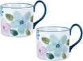 KAMMAK Ceramic Coffee Mug, 13.5oz Blue Mugs Set of 2, Novelty Cup for Tea, Juice, Milk, Cute Porcelain Water Cups with Handle for Women, Dishwasher and Microwave Safe