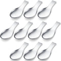 Nuanchu 10 Pcs Stainless Steel Spoon Rest Spatula Ladle Holder Spoon for Stove Top Heavy Duty Spatula Holder for Countertop Dishwasher Safe Utensil Rest for Kitchen, 3.8 x 9.6" (Silver)