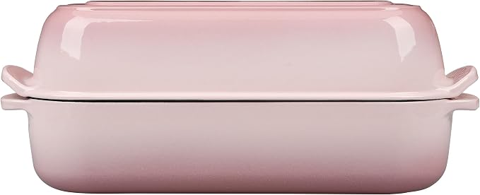 EDGING CASTING Enameled Cast Iron Loaf Pan with Lid, Bread pan, Dutch Oven Bread pan for Homemade Sourdough Bread Baking, 12.5x5.5 inch, 5qt, Pink