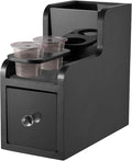 Coffee Pod Maker Stand, Solid Wood Reusable K-Cup Filter Holder & Filling Station with Coffee Ground Storage Drawer & Waste Bin, Countertop Wood Coffee Bar Organizer, Easy Daily Refill (Black)