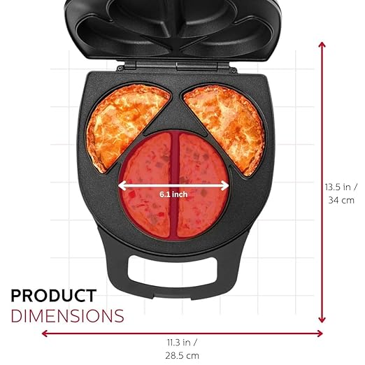 Holstein Housewares Stainless Steel 4 Section Omelet Maker, Non Stick Coating, Mess Free Cooking, Easy Cleaning, Indicator Lights, Upright Storage & Anti Slip Feet For Quick Meals. 4 Portions, Black