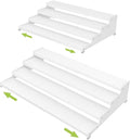 Jojocross Expandable 4-Tier Step Spice Rack Organizer for Kitchen Cabinet Modern Design and Non Skid Space Saving Storage Shelf for Countertop Cabinets Pantry(2Packs/White)