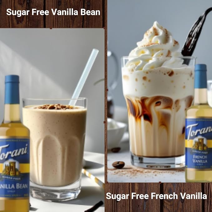 Jimoco Syrup Pump & Torani Syrup Bundle - Sugar Free Holiday Flavors, SF Pumpkin Pie, Brown Sugar Cinnamon, Peppermint, Vanilla Bean, French Vanilla, Caramel Classic - For Italian Soda Coffee, Lattes, Frappes With 6 Pump Dispensers