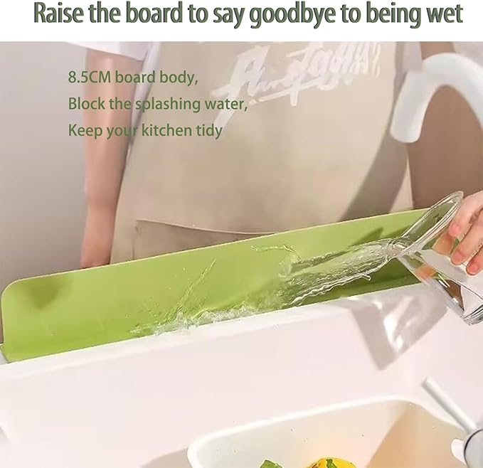 Silicone Sink Splash Guard, 2025 New Silicone Sink Water Retaining Board for Kitchen, Portable Water Retaining Strip Reusable Water Splash Guard for Bathroom Countertop (Silicone, Gray)