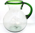 Emerald Green Rim 120 oz Large Bola Pitcher, Recycled Glass, Lead-free, Toxin-Free (Pitcher)