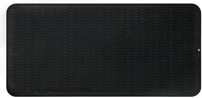 MicoYang Silicone Dish Drying Mat for Multiple Usage,Easy clean,Eco-friendly,Heat-resistant Silicone Mat for Kitchen Counter or Sink,Refrigerator or Drawer Liner Black 5XL 36inches x 18inches