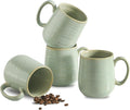 Coffee Mugs Set of 4, 15 Ounce Ceramic Coffee Cups with Handle, Large Mug Set for Latte, Tea, Chocolate, Modern Cup Gift for Men and women, Dishwasher & Microwave Safe,Sage Green